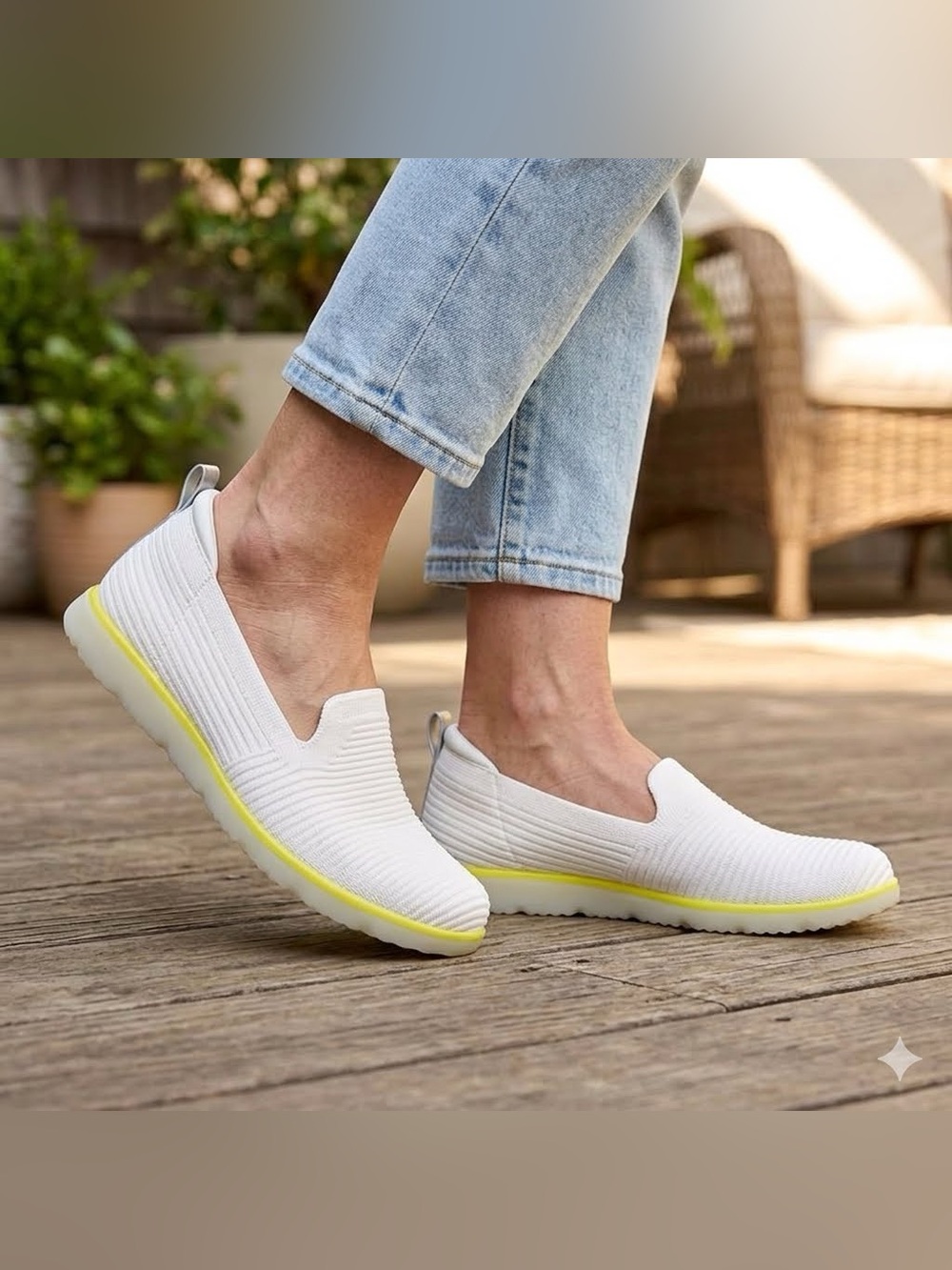 Ryka Effortless Slip On Shoes White Alyssum Knit Fabric 7.5 W Arch Support